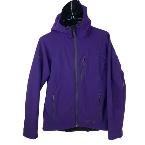 Marmot Jacket Womens S / P Purple Soft Shell Hooded Polartec Fleece Lined Vented - Picture 1 of 16